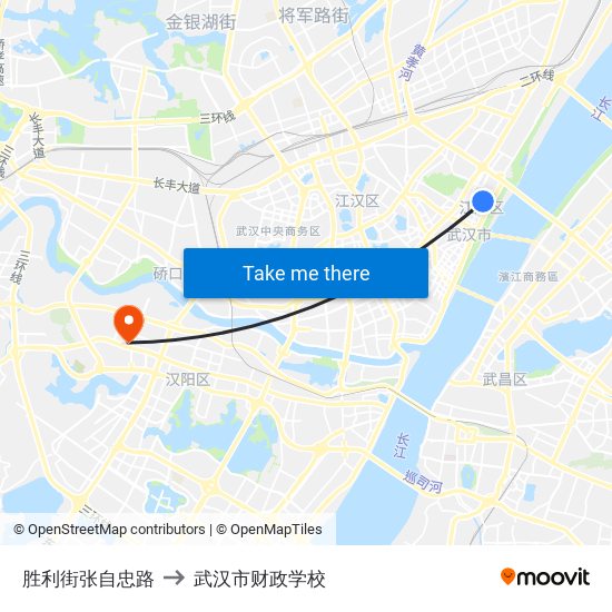 胜利街张自忠路 to 武汉市财政学校 map