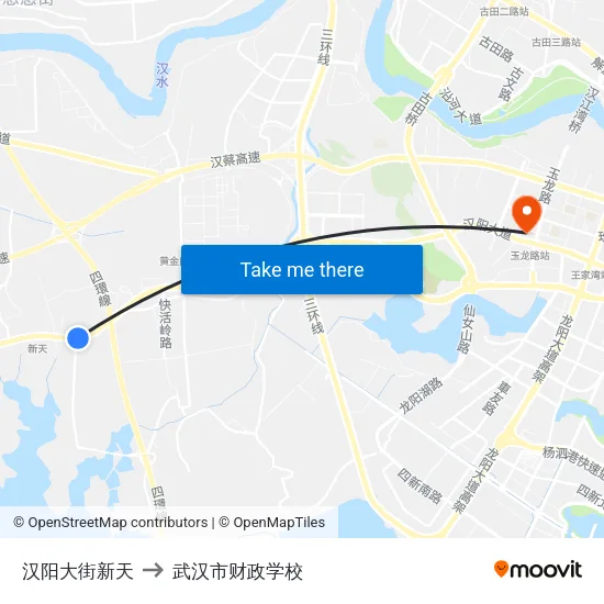 汉阳大街新天 to 武汉市财政学校 map
