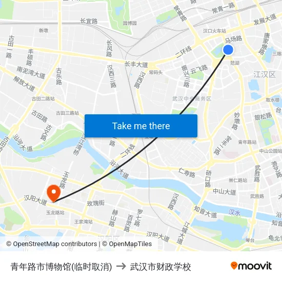 青年路市博物馆(临时取消) to 武汉市财政学校 map
