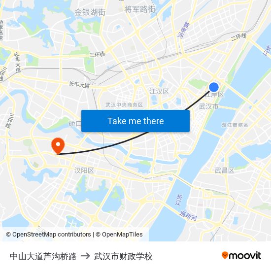 中山大道芦沟桥路 to 武汉市财政学校 map