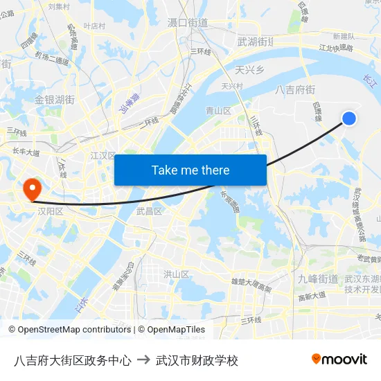 八吉府大街区政务中心 to 武汉市财政学校 map