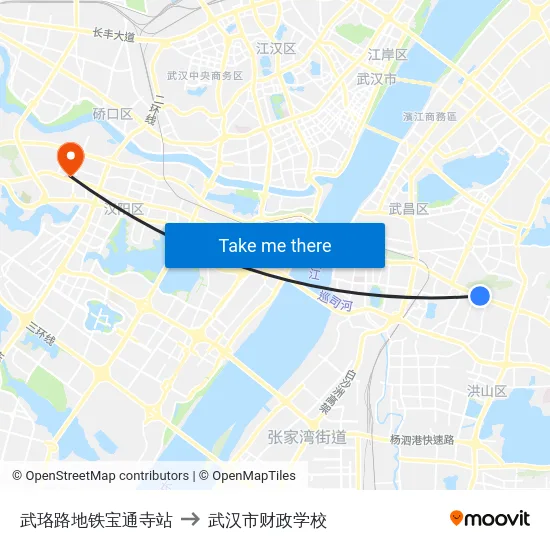 武珞路地铁宝通寺站 to 武汉市财政学校 map