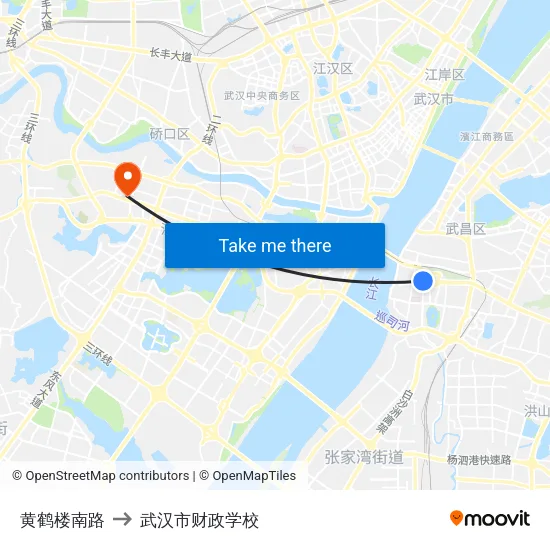 黄鹤楼南路 to 武汉市财政学校 map