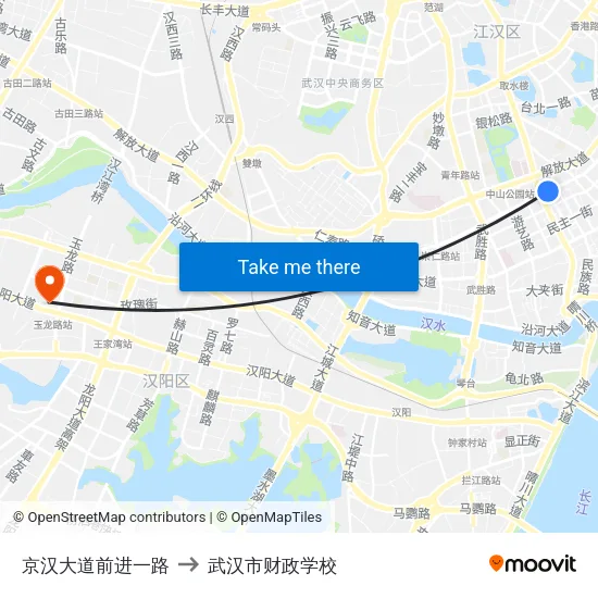 京汉大道前进一路 to 武汉市财政学校 map