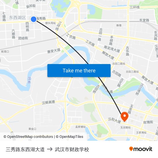 三秀路东西湖大道 to 武汉市财政学校 map