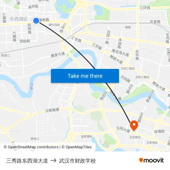三秀路东西湖大道 to 武汉市财政学校 map