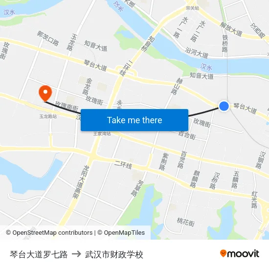 琴台大道罗七路 to 武汉市财政学校 map