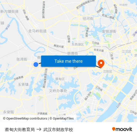 蔡甸大街教育局 to 武汉市财政学校 map