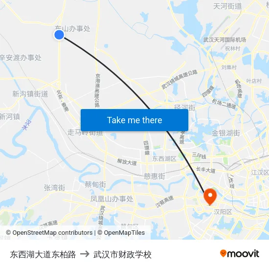 东西湖大道东柏路 to 武汉市财政学校 map