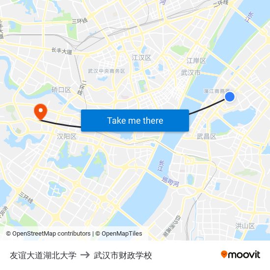 友谊大道湖北大学 to 武汉市财政学校 map