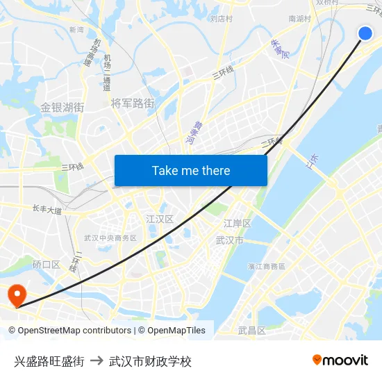 兴盛路旺盛街 to 武汉市财政学校 map