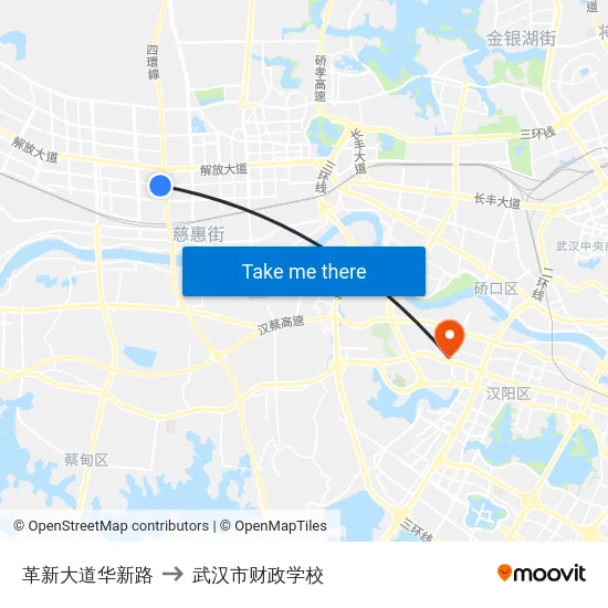 革新大道华新路 to 武汉市财政学校 map