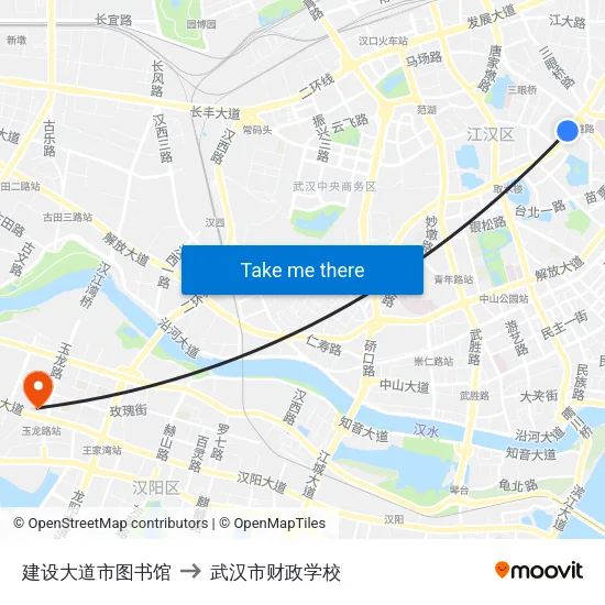 建设大道市图书馆 to 武汉市财政学校 map