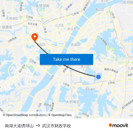 南湖大道绣球山 to 武汉市财政学校 map