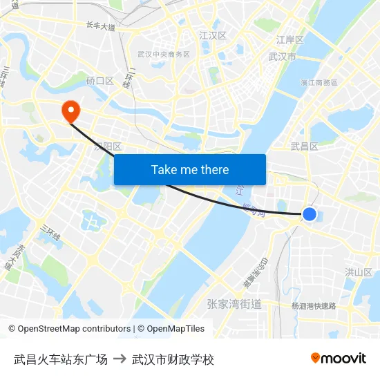 武昌火车站东广场 to 武汉市财政学校 map