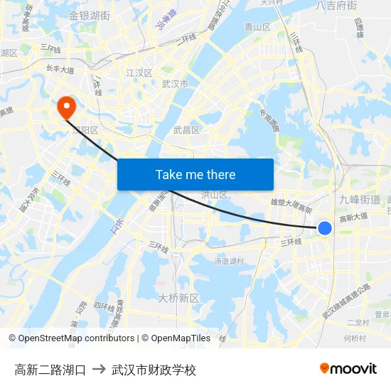 高新二路湖口 to 武汉市财政学校 map