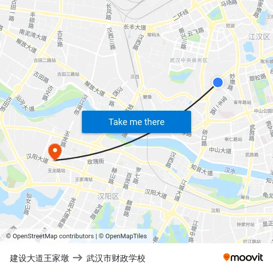 建设大道王家墩 to 武汉市财政学校 map
