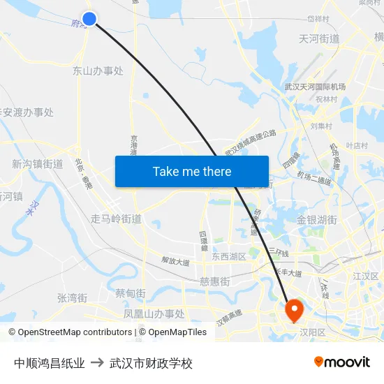 中顺鸿昌纸业 to 武汉市财政学校 map