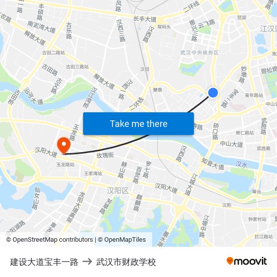 建设大道宝丰一路 to 武汉市财政学校 map