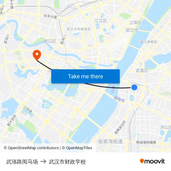 武珞路阅马场 to 武汉市财政学校 map