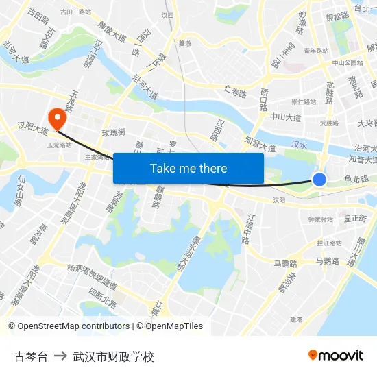 古琴台 to 武汉市财政学校 map