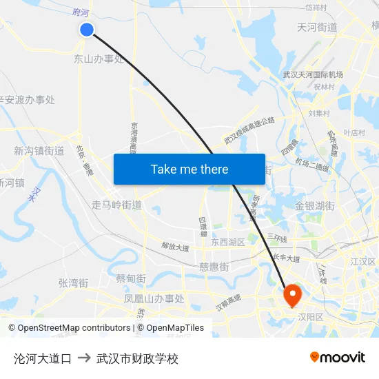 沦河大道口 to 武汉市财政学校 map