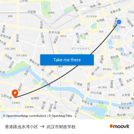 香港路浅水湾小区 to 武汉市财政学校 map