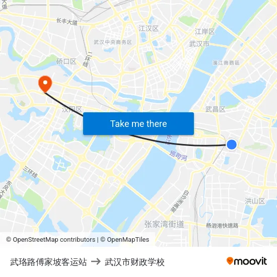 武珞路傅家坡客运站 to 武汉市财政学校 map
