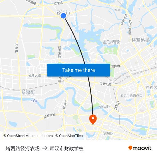 塔西路径河农场 to 武汉市财政学校 map