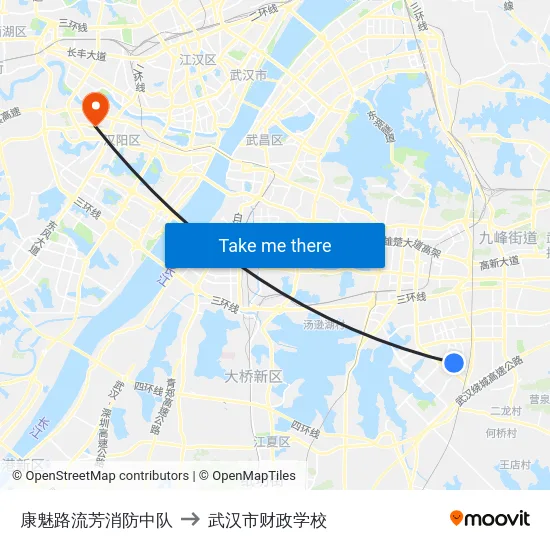 康魅路流芳消防中队 to 武汉市财政学校 map
