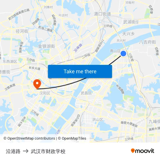 沿港路 to 武汉市财政学校 map