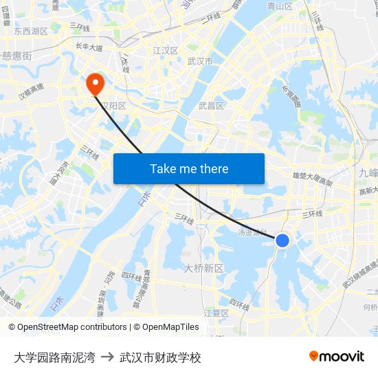 大学园路南泥湾 to 武汉市财政学校 map