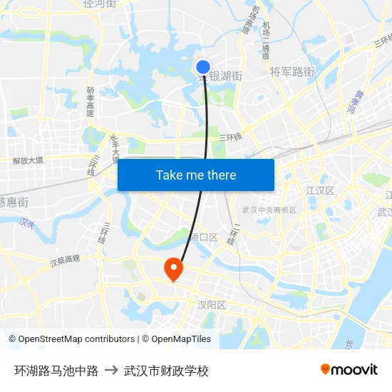 环湖路马池中路 to 武汉市财政学校 map