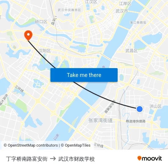 丁字桥南路富安街 to 武汉市财政学校 map