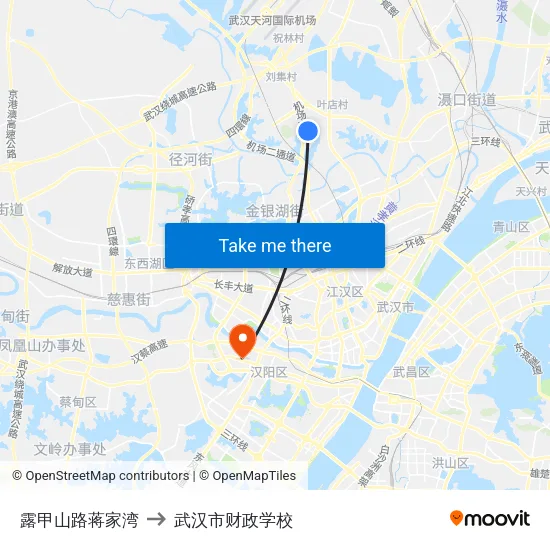 露甲山路蒋家湾 to 武汉市财政学校 map