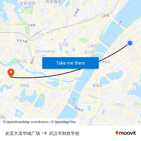 友谊大道华城广场 to 武汉市财政学校 map