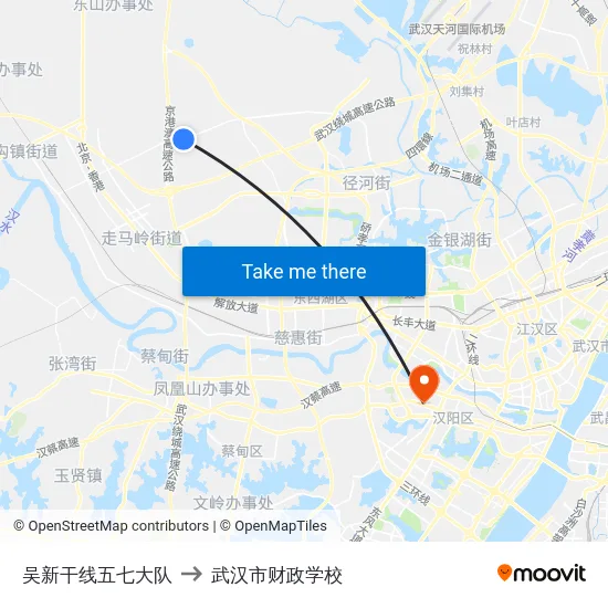 吴新干线五七大队 to 武汉市财政学校 map