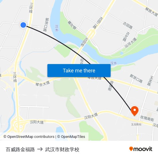 百威路金福路 to 武汉市财政学校 map