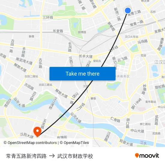常青五路新湾四路 to 武汉市财政学校 map