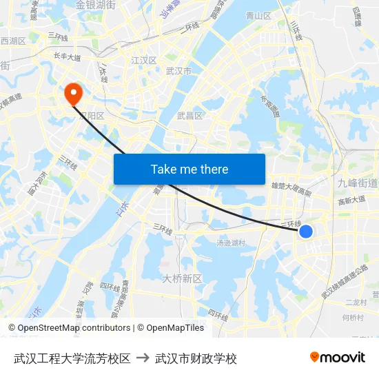 武汉工程大学流芳校区 to 武汉市财政学校 map