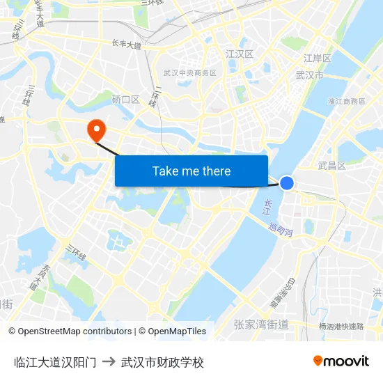 临江大道汉阳门 to 武汉市财政学校 map