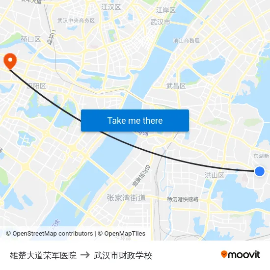 雄楚大道荣军医院 to 武汉市财政学校 map