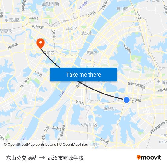 东山公交场站 to 武汉市财政学校 map