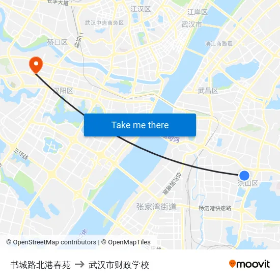 书城路北港春苑 to 武汉市财政学校 map