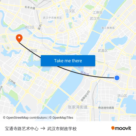 宝通寺路艺术中心 to 武汉市财政学校 map