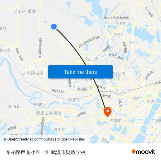 东柏路巨龙小区 to 武汉市财政学校 map