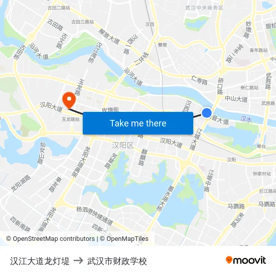 汉江大道龙灯堤 to 武汉市财政学校 map