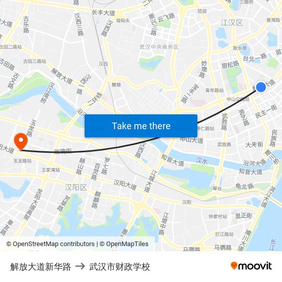 解放大道新华路 to 武汉市财政学校 map