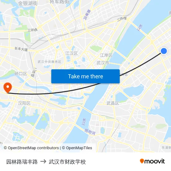园林路瑞丰路 to 武汉市财政学校 map