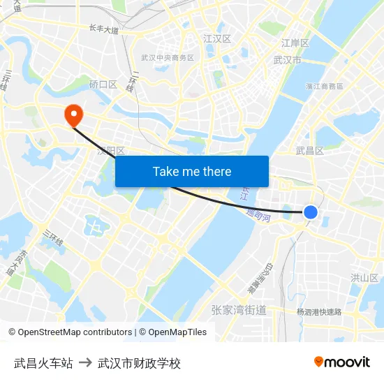 武昌火车站 to 武汉市财政学校 map
